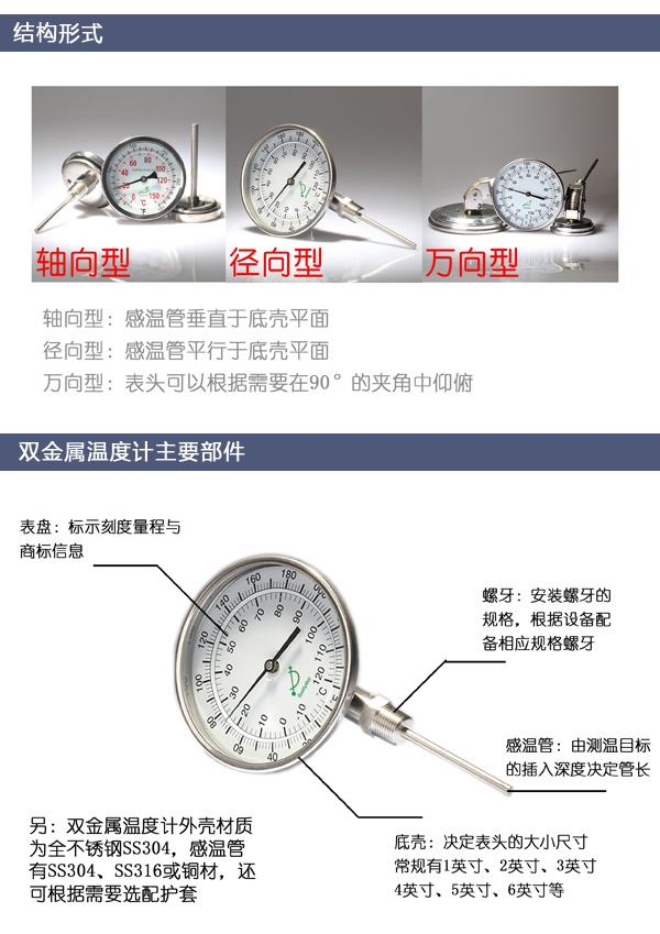 雙金屬溫度計結構形式