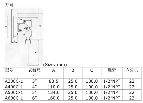 有沒有萬向型雙金屬溫度計結構圖？
