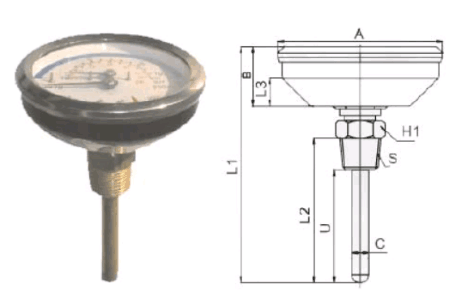 軸向型水高計的結構圖 軸向型水高計的結構圖