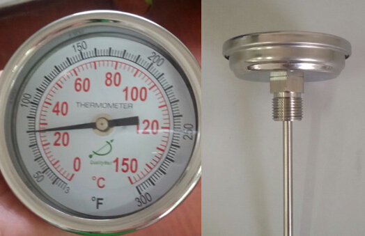 150mm T300C雙金屬溫度計成功案例